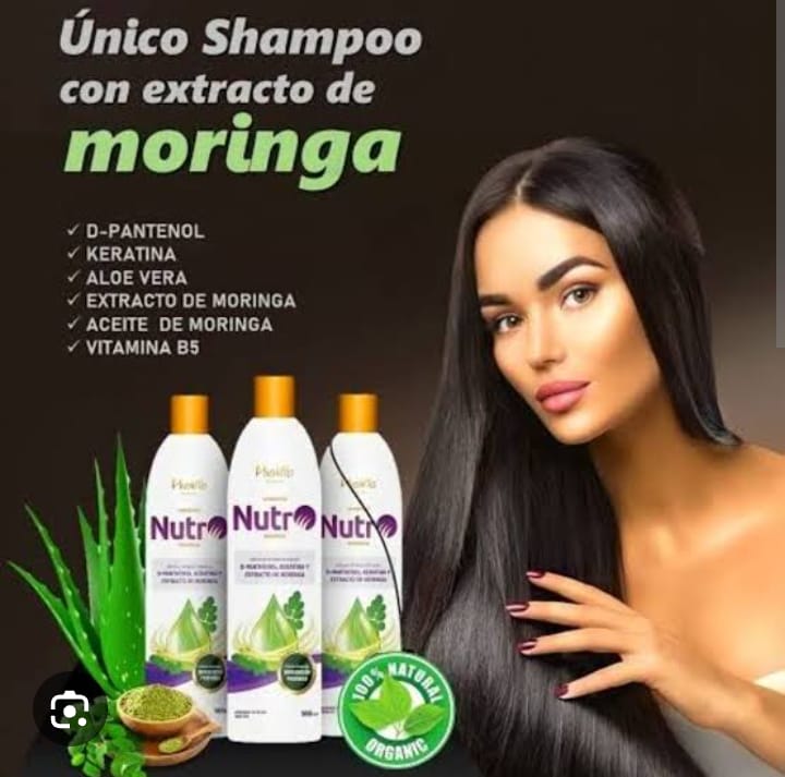 Shampoo Nutro con semillas de Moringa, sábila, pantenol y más...