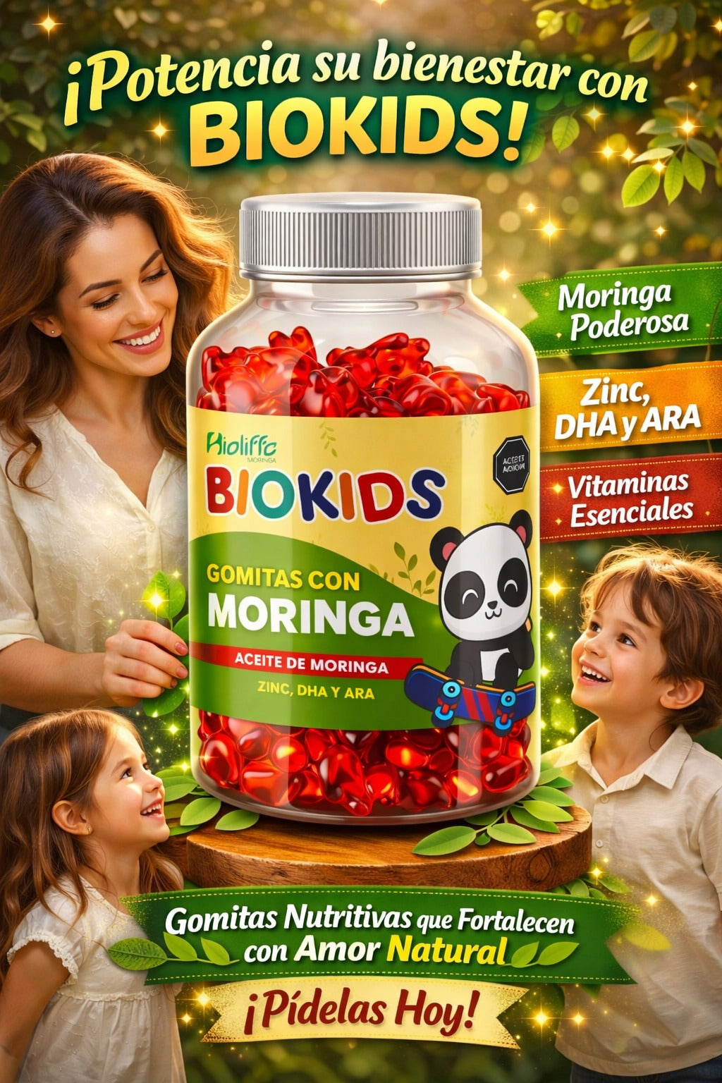 Biokids Gomitas nutritivas con moringa (super alimento)