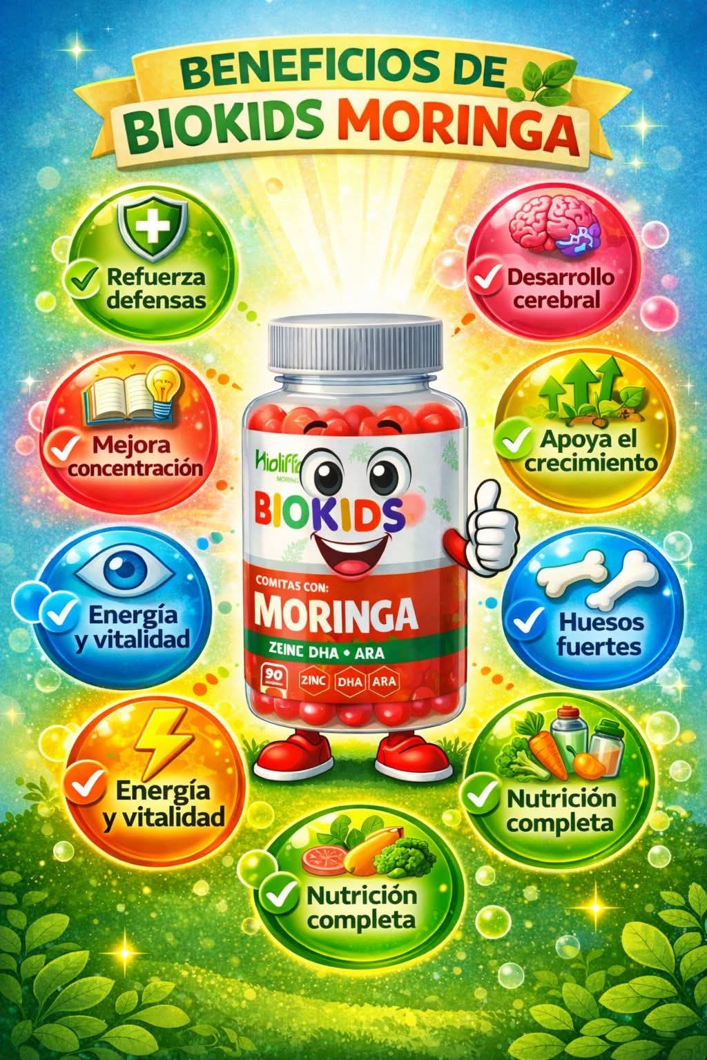 Biokids Gomitas nutritivas con moringa (super alimento)